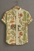 Soulbox Cream Casual Shirt with Royal Elephant Print