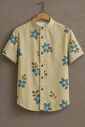 Soulbox Beige Casual Shirt with Blue Floral Print