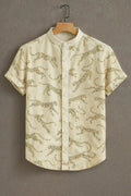 Soulbox Beige Casual Shirt with Leopard Outline Print