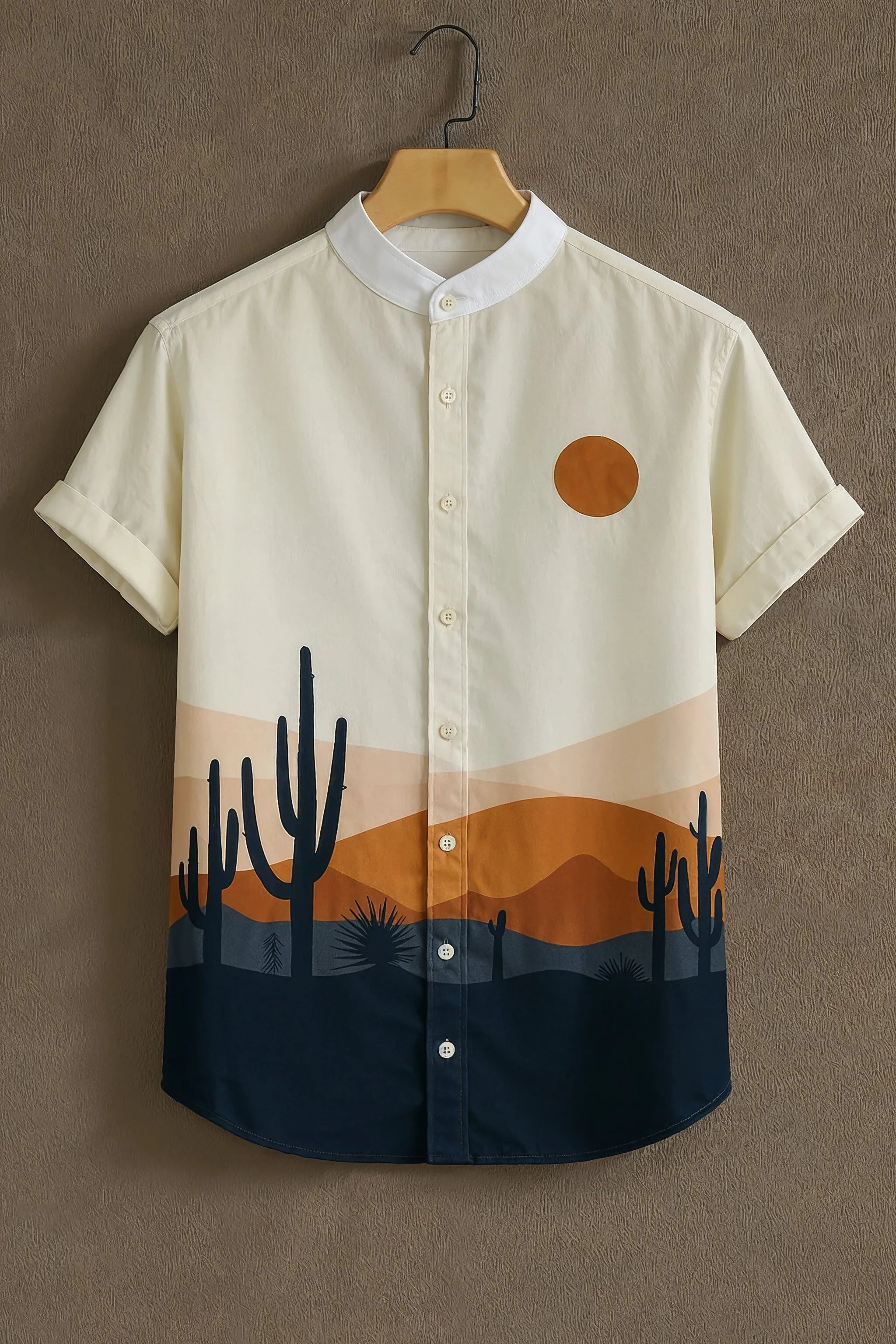 Soulbox Cream Casual Shirt with Desert Landscape Print