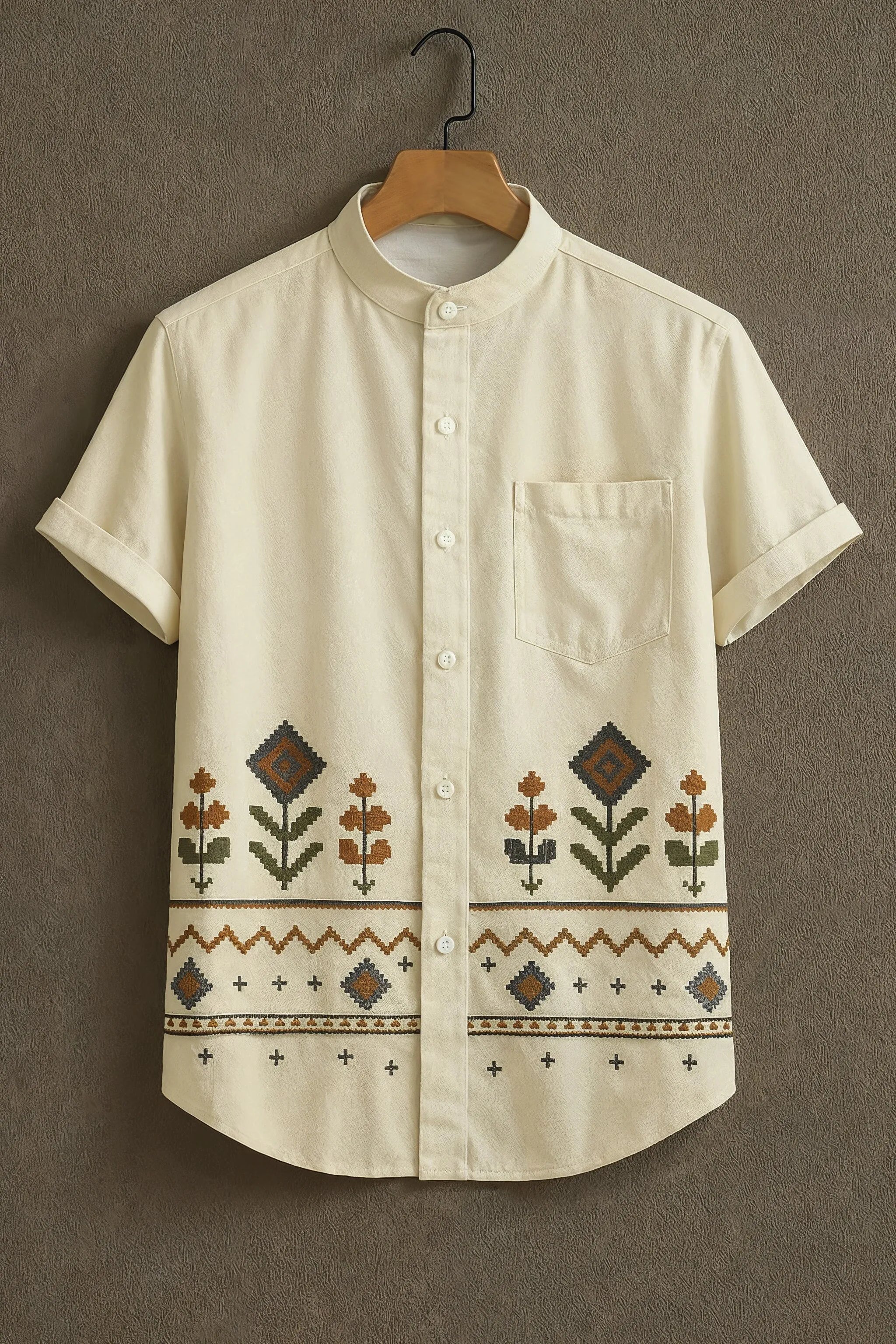 Soulbox Cream Casual Shirt with Tribal Floral Print