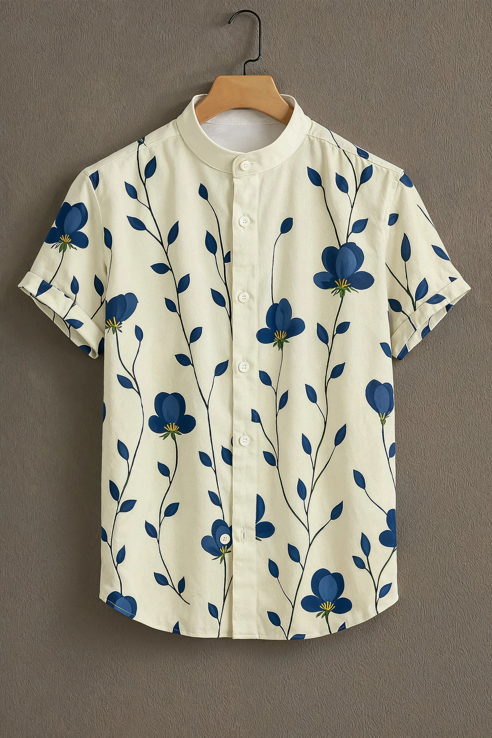 Soulbox Cream Casual Shirt with Blue Floral Print