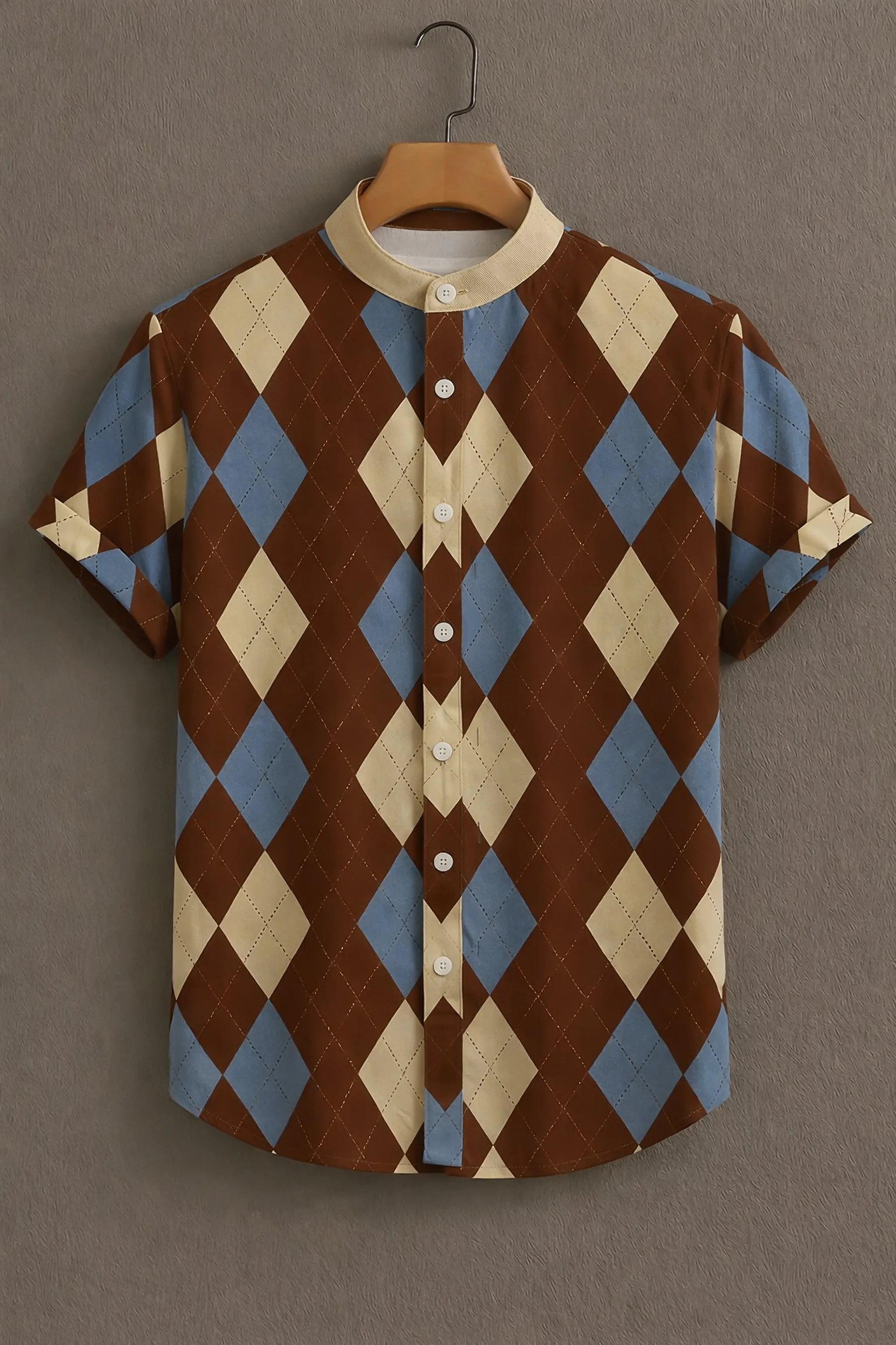 Soulbox Brown Casual Shirt with Argyle Print