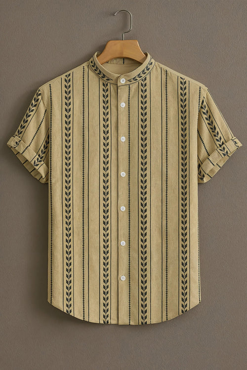 Soulbox Beige Casual Shirt with Ethnic Stripe Print