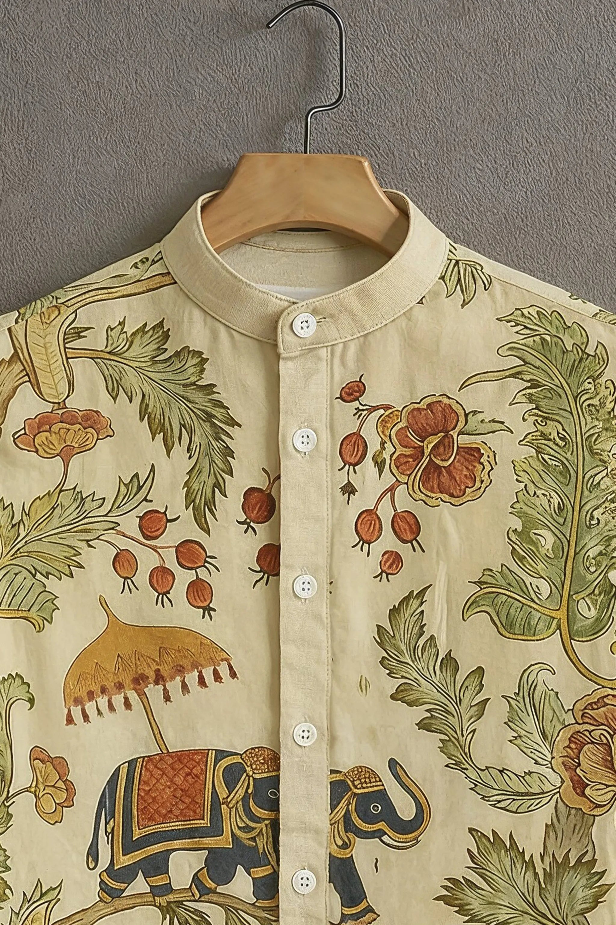 Soulbox Cream Casual Shirt with Royal Elephant Print