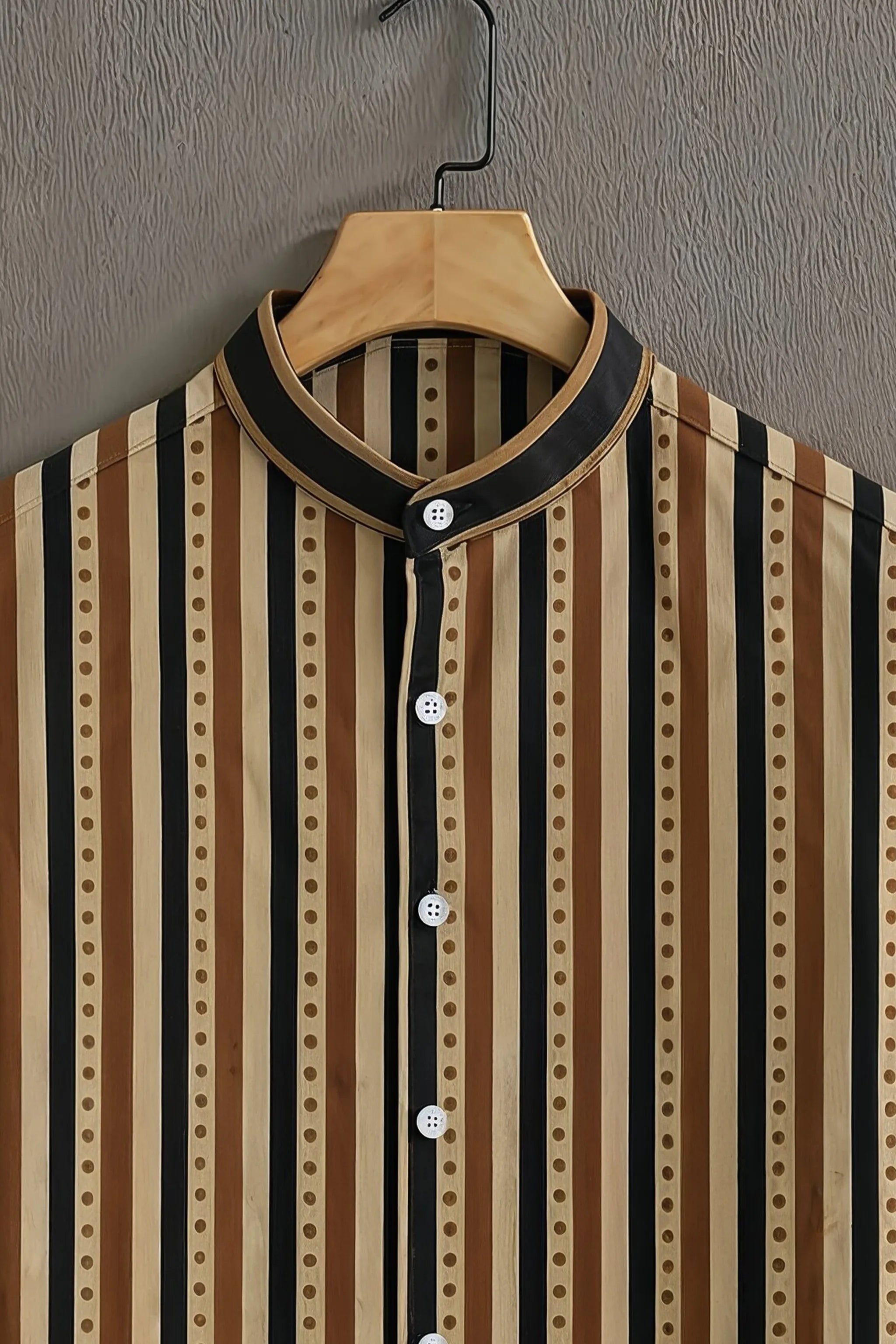 Soulbox Beige Casual Shirt with Vintage Striped Print
