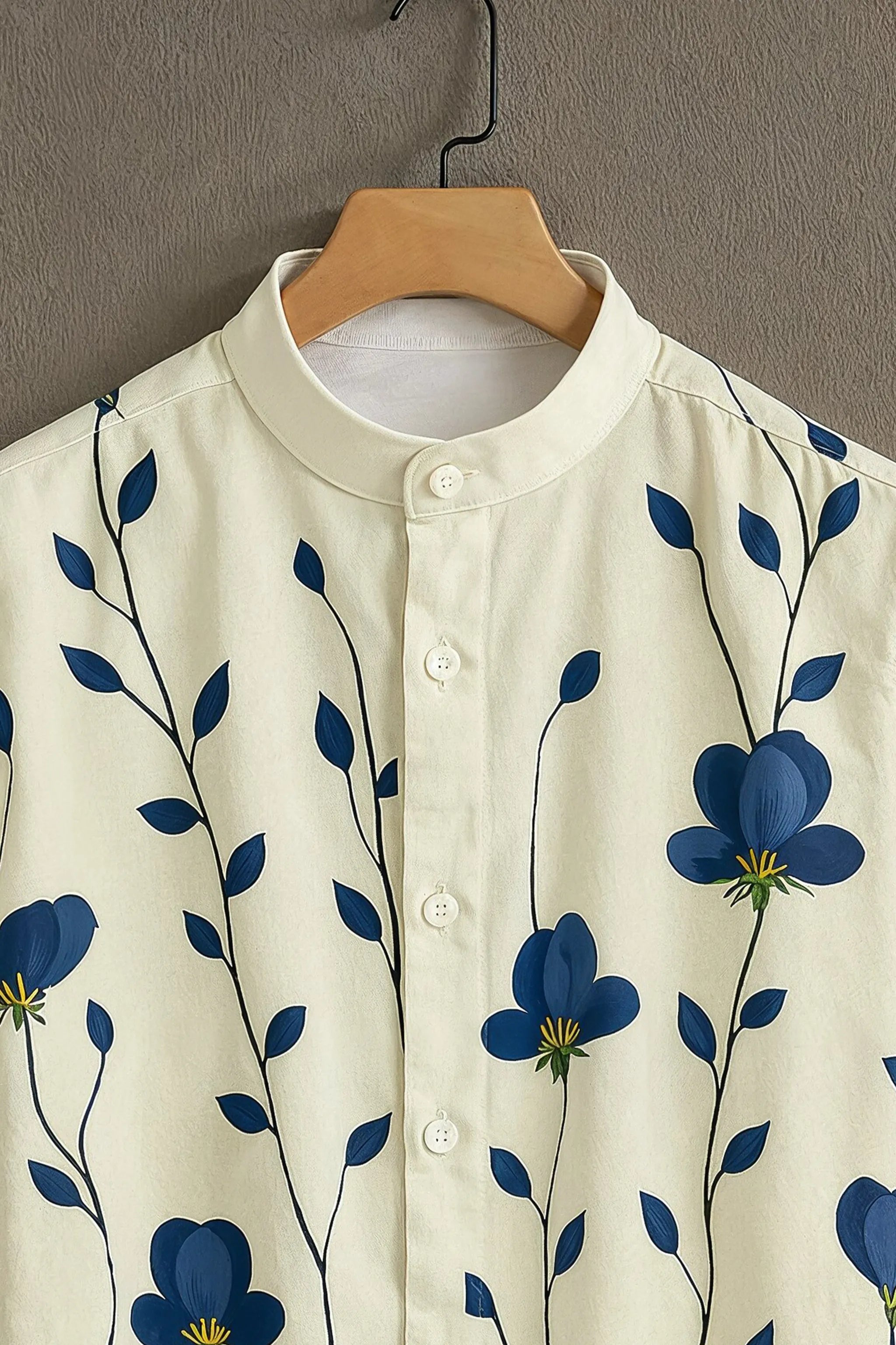 Soulbox Cream Casual Shirt with Blue Floral Print