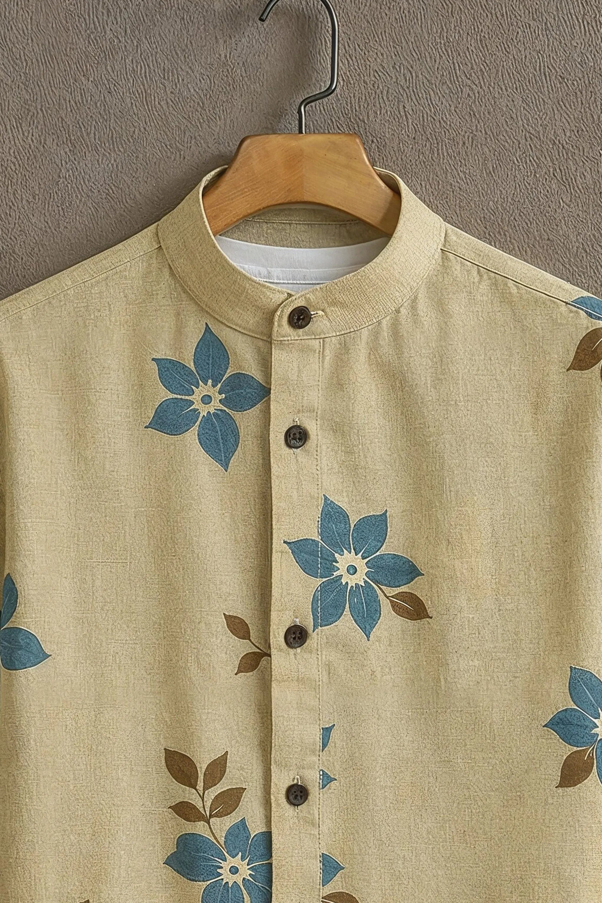 Soulbox Beige Casual Shirt with Blue Floral Print