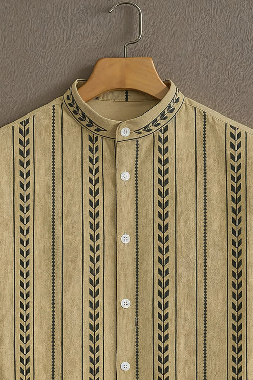 Soulbox Beige Casual Shirt with Ethnic Stripe Print