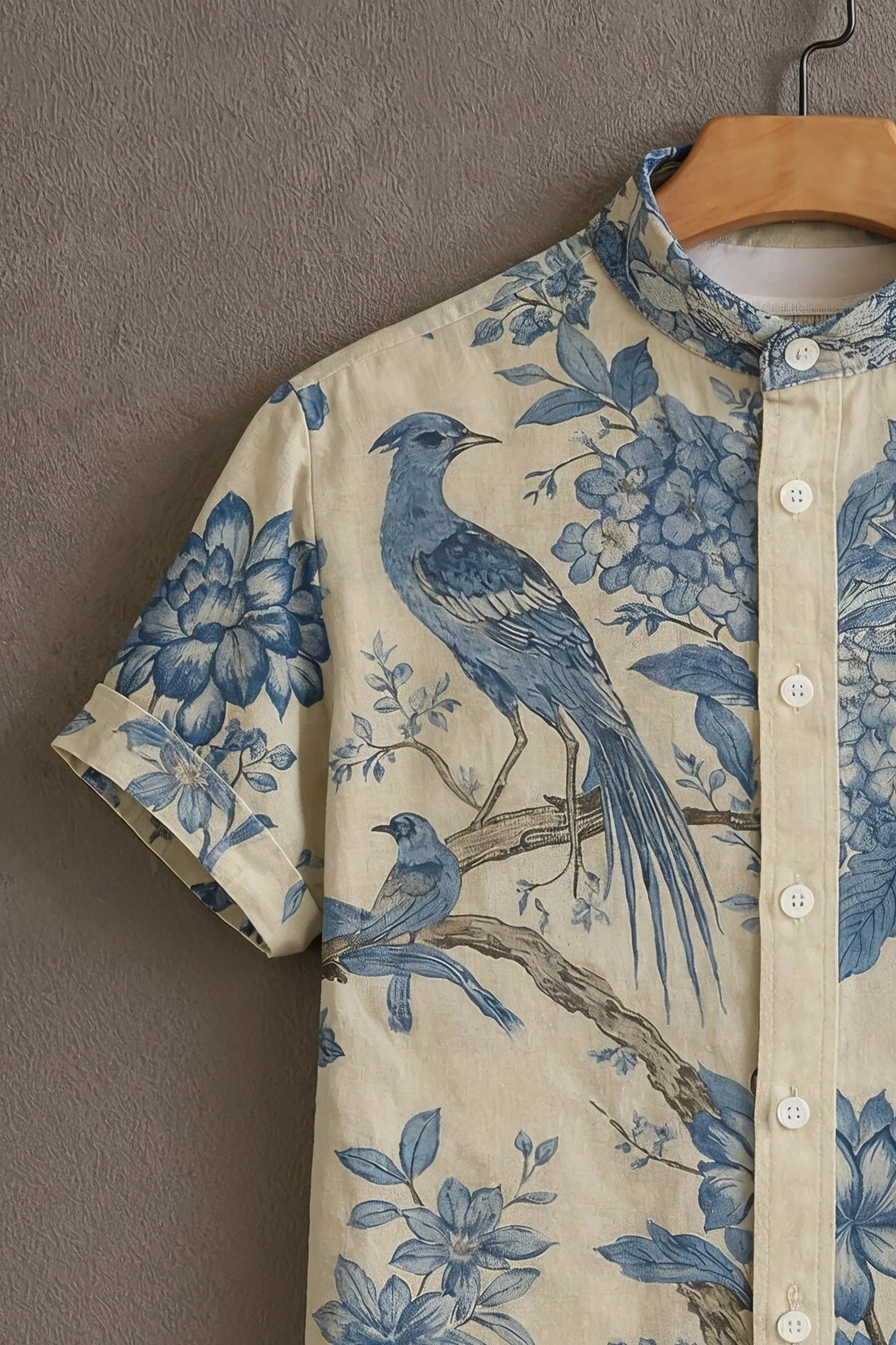Soulbox Beige Casual Shirt with Blue Bird & Floral Print