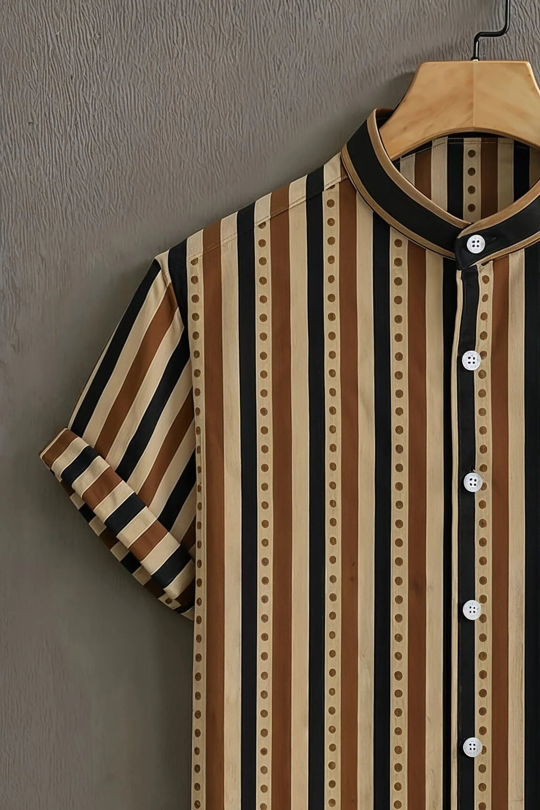 Soulbox Beige Casual Shirt with Vintage Striped Print
