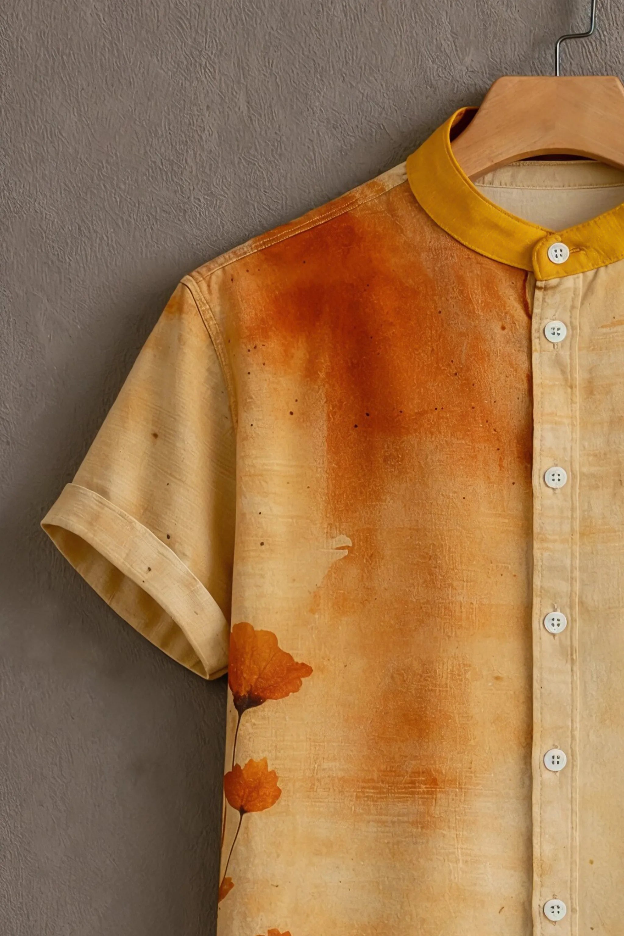 Soulbox Beige Casual Shirt with Watercolor Floral Print