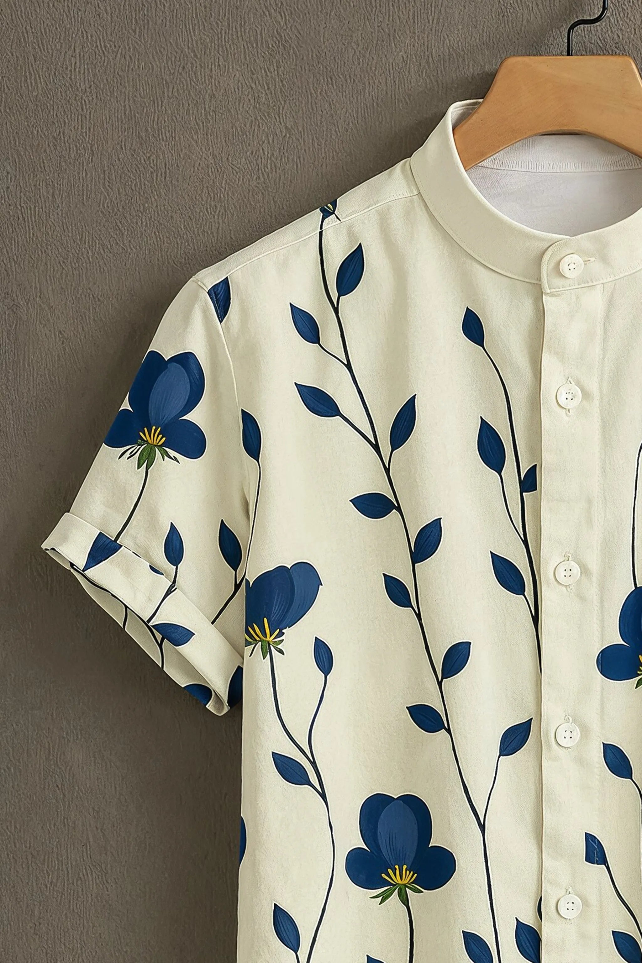 Soulbox Cream Casual Shirt with Blue Floral Print