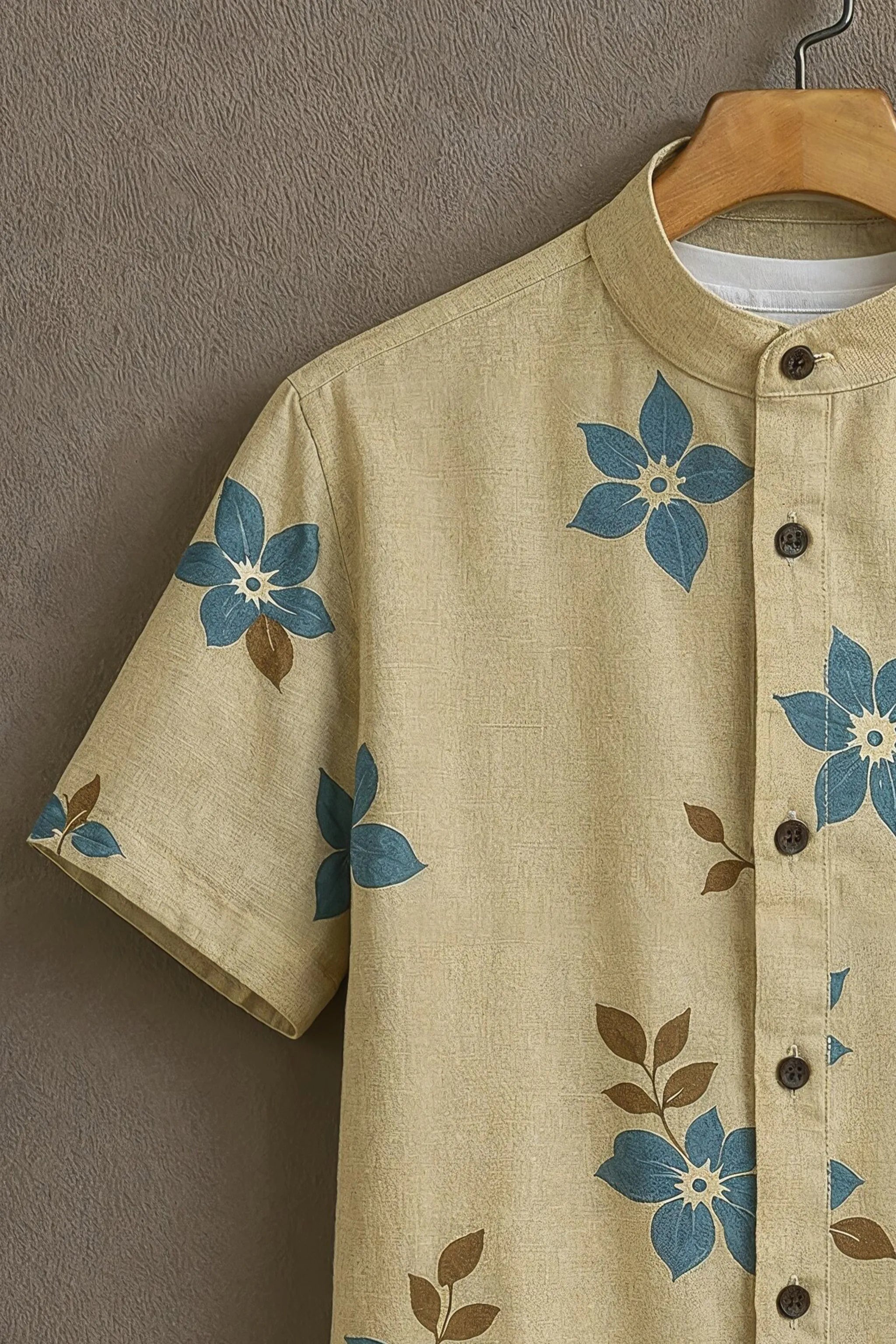 Soulbox Beige Casual Shirt with Blue Floral Print